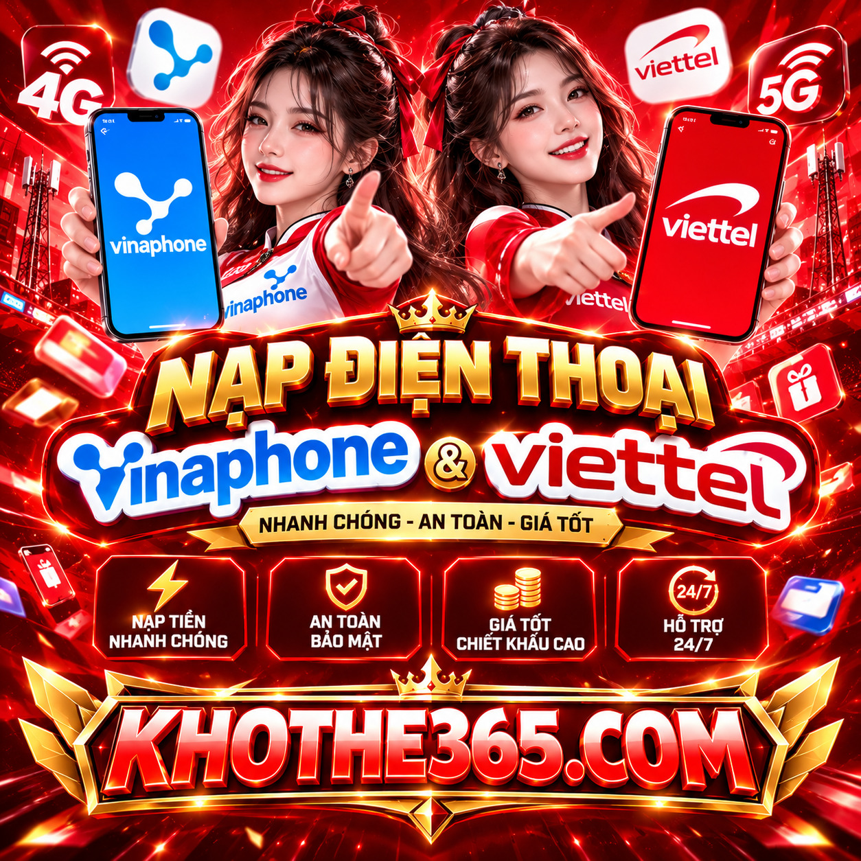 Nạp Điện Thoại VINA, VIETTEL